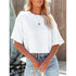 'Nephele' Cropped Half Sleeve T-Shirt - Celes Fashion